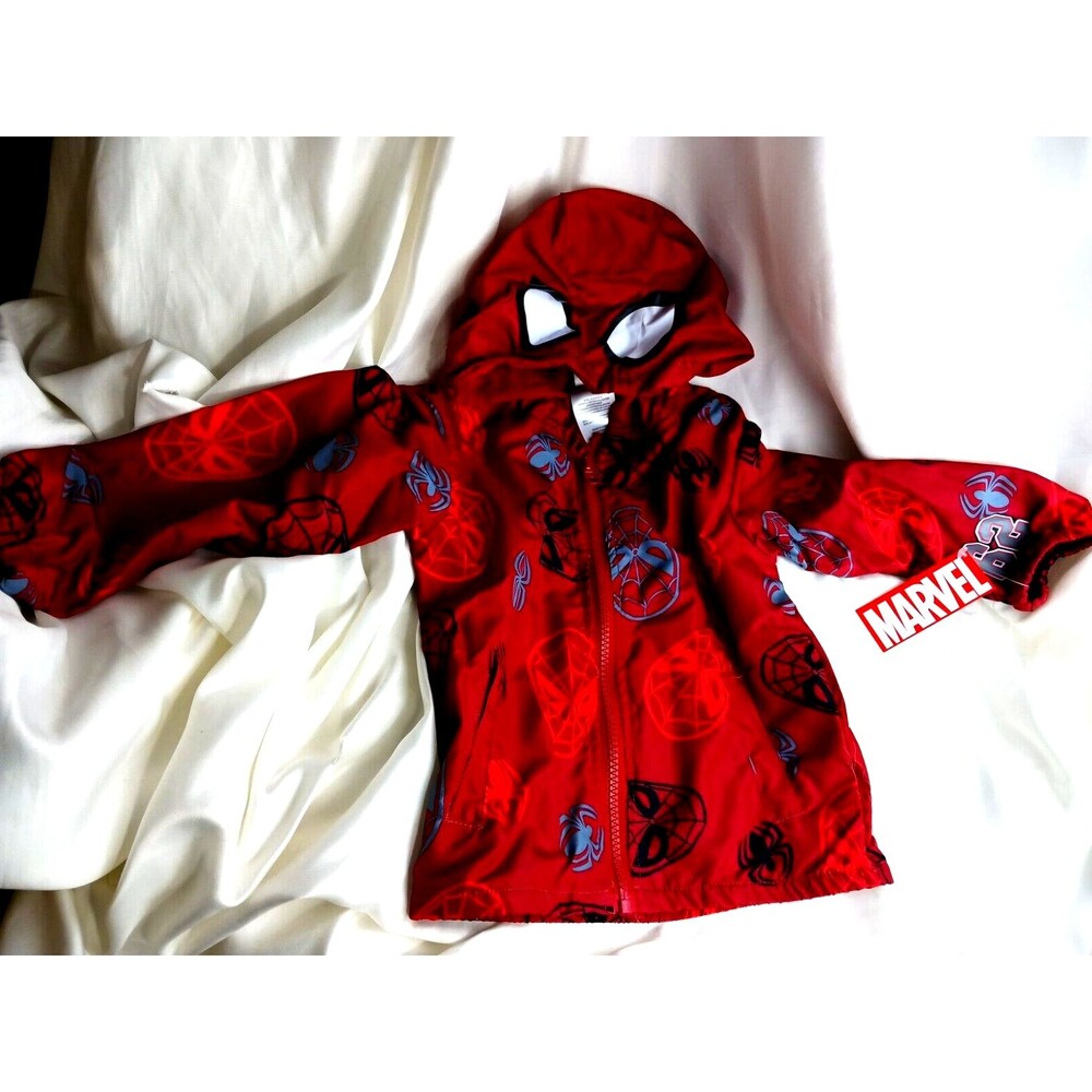 Marvel Spiderman Zip Up Light Weight Hooded Toddler Jacket/Windbreaker 2T